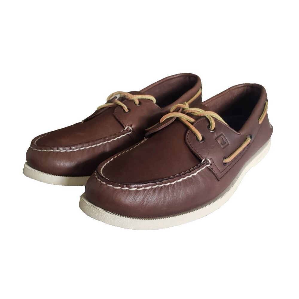 Sperry Top-Sider Men's Size 14 W Moc Authentic Boat Shoes Lace Leather Brown
